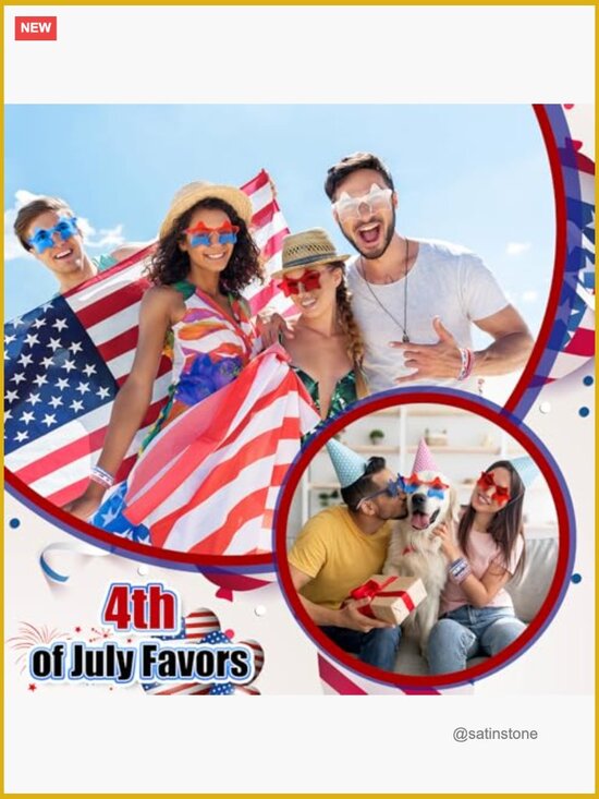 90 Pcs Patriotic Party Favors Set Star Sunglasses Silicone Bracelets Slap main image 4